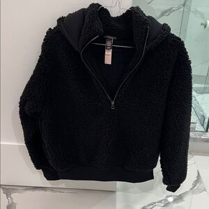 Victoria’s Secret small black Sherpa hoodie. New with tags.